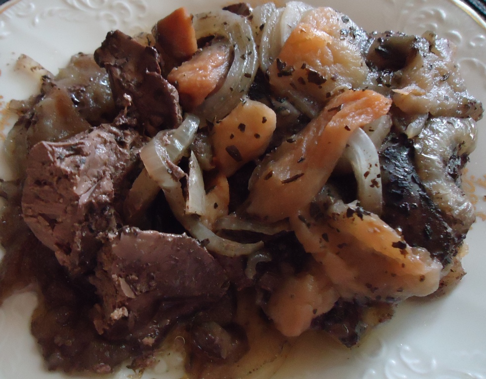 Куриная печень с яблоками