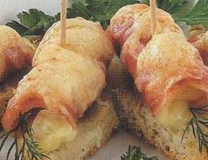 Рулетики с ветчиной и сыром